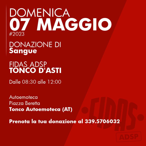 Tonco | Donazione di sangue - Gruppo FIDAS Adps Tonco