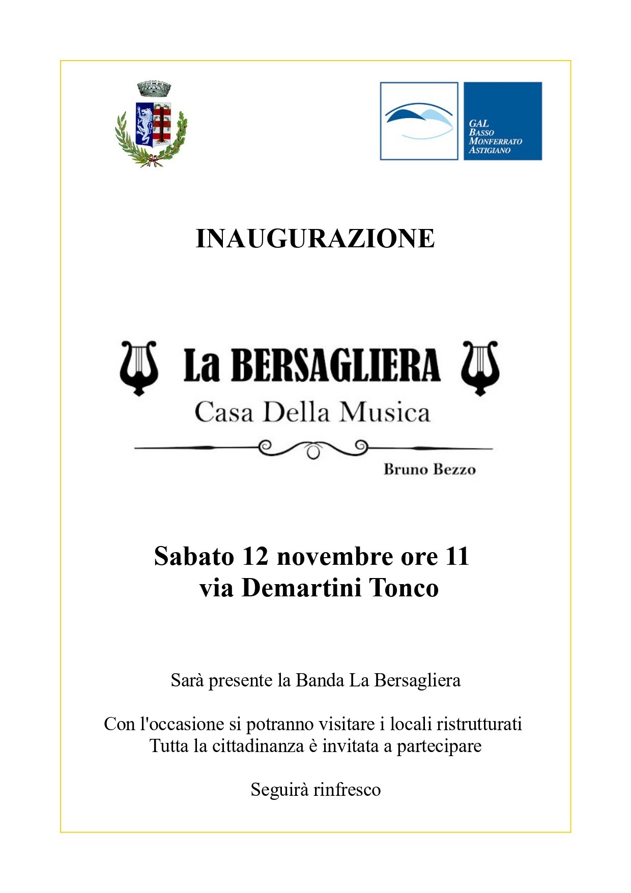 Tonco | Inaugurazione "La Bersagliera - Casa della Musica"