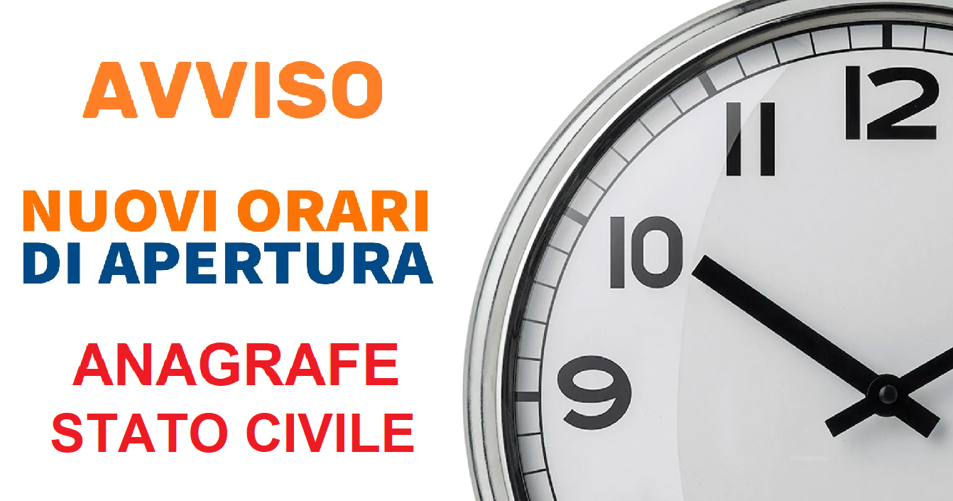 AVVISO MODIFICA ORARI DI APERTURA - Ufficio ANAGRAFE