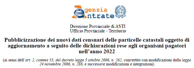 Pubblicizzazione degli elenchi di particelle oggetto di variazioni colturali