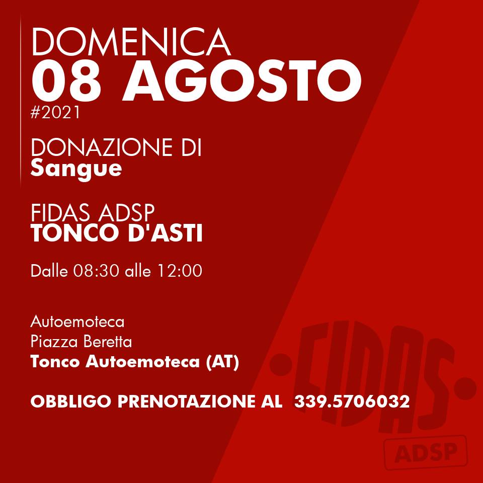 Tonco | Fidas - Donazione di sangue