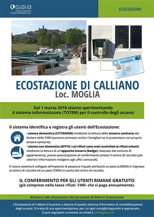 ecostazione di calliano d'asti - orari