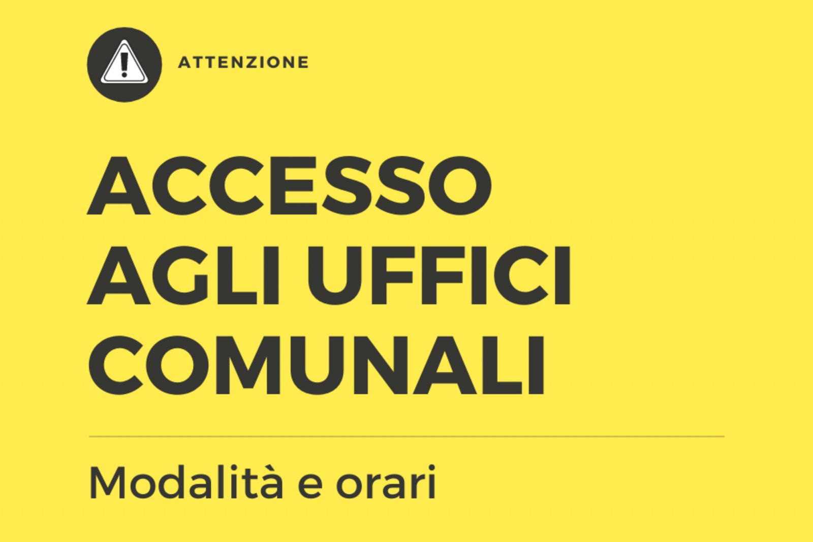 Aggiornamento orari di apertura al pubblico degli uffici comunali